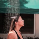 woman taking a shower