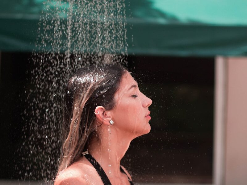 woman taking a shower