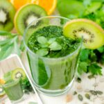 green shake fruits with kiwi